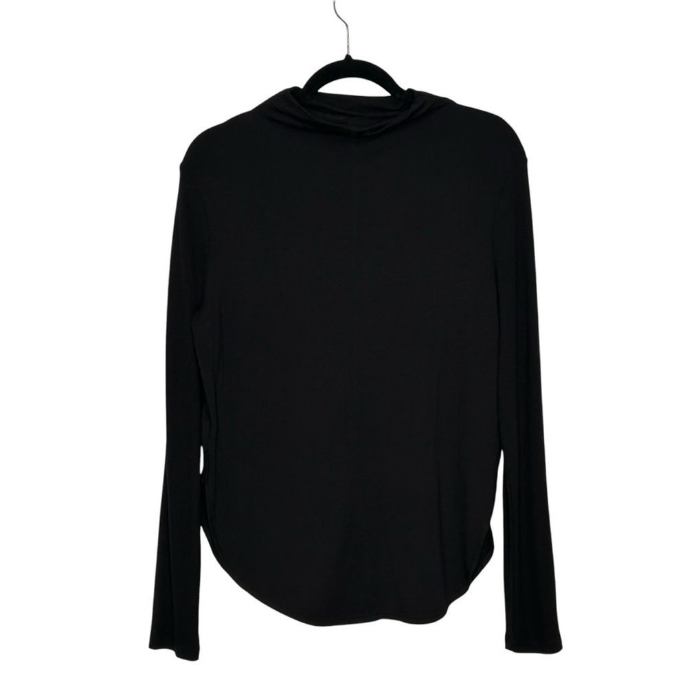 Lou & Grey Black Jersey Knit Mock Neck Long Sleeve Super Soft Round Hem Top M